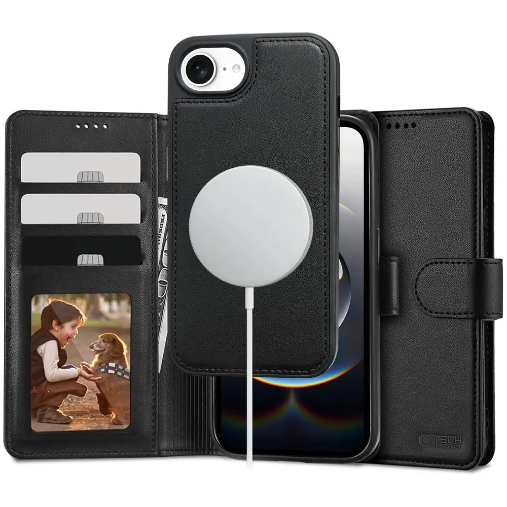 Hurtownia GSM - Etui z klapką Tech-Protect Wallet MagSafe Apple iPhone 16e Matte Black - THP3990 - {ean13} - Hurt
