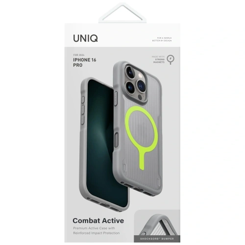 Etui UNIQ Combat Active do Apple iPhone 16 Pro Magclick Charging szary