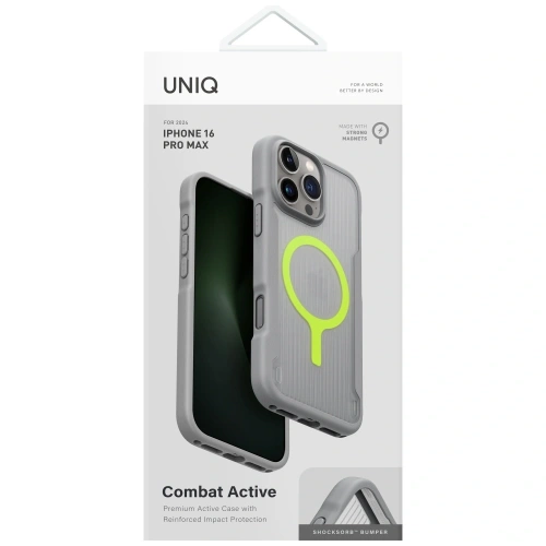 Etui UNIQ Combat Active do Apple iPhone 16 Pro Max Magclick Charging szary