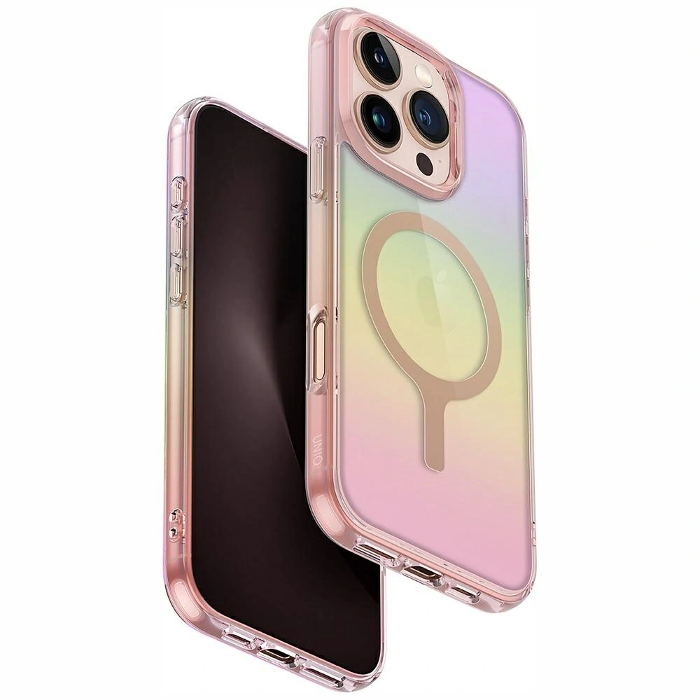 Hurtownia GSM - UNIQ Iridescia Apple iPhone 16 Pro Magclick Töltés rózsaszín prizmával - UNIQ1483 - {ean13} - Hurt