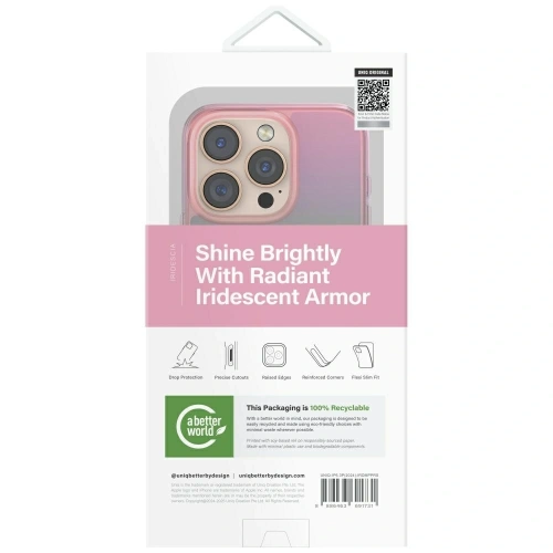 Etui UNIQ Iridescia do Apple iPhone 16 Pro Magclick Charging pink prism