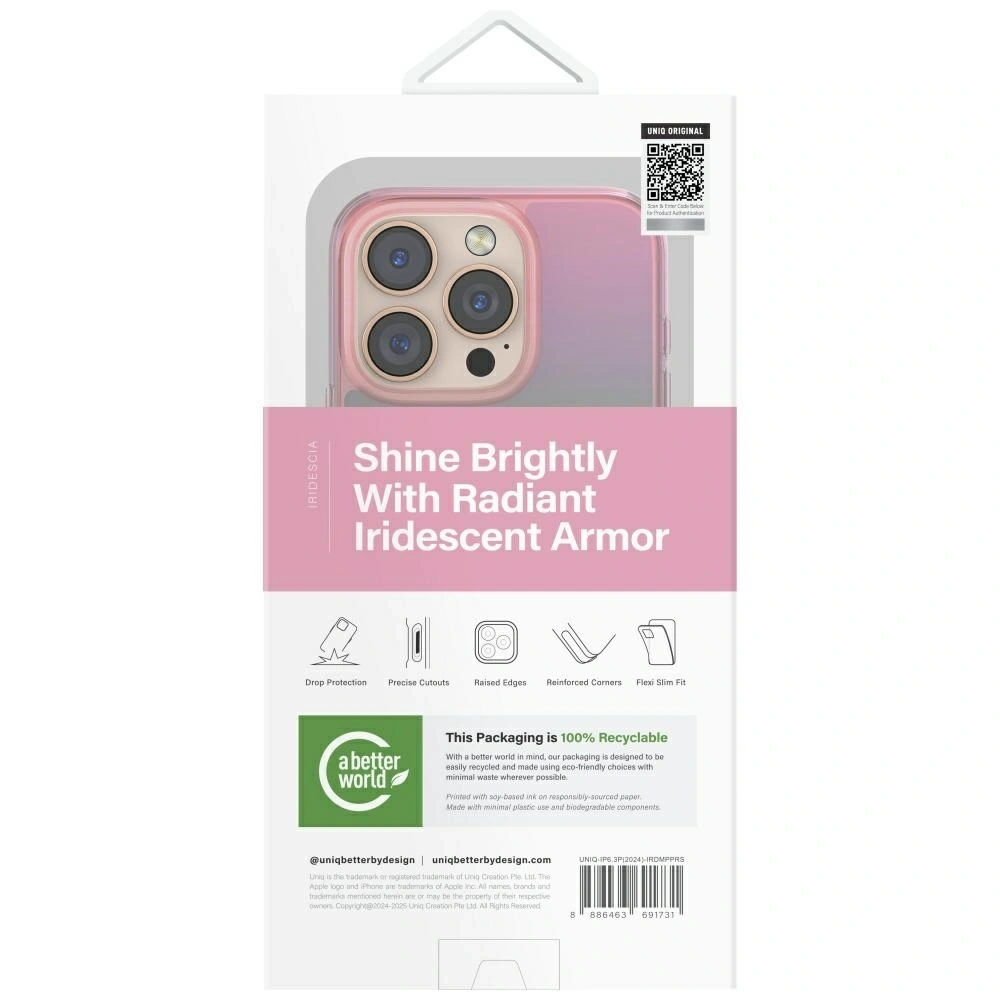 Hurtownia GSM - UNIQ Iridescia Apple iPhone 16 Pro Magclick Töltés rózsaszín prizmával - UNIQ1483 - {ean13} - Hurt