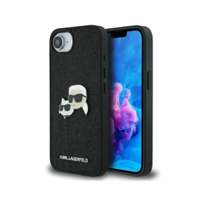 Hurtownia GSM - Karl Lagerfeld Insignă din metal cu capete Fixed Glitter Karl&Choupette Apple iPhone 16e negru - KLD21975 - {ean13} - Hurt