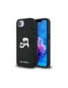 Karl Lagerfeld Insignă din metal cu capete Fixed Glitter Karl&Choupette Apple iPhone 16e negru