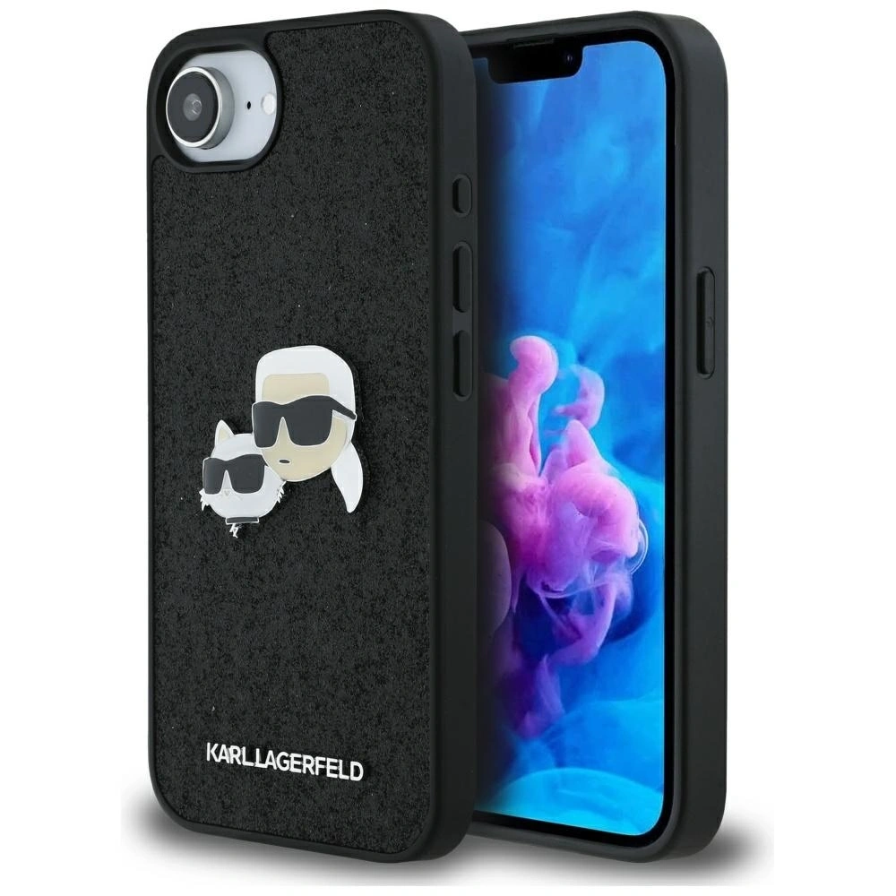 Hurtownia GSM - Karl Lagerfeld Rögzített Csillogó Karl&Choupette Fejek Fém Kitűző Apple iPhone 16e fekete - KLD21975 - {ean13} - Hurt