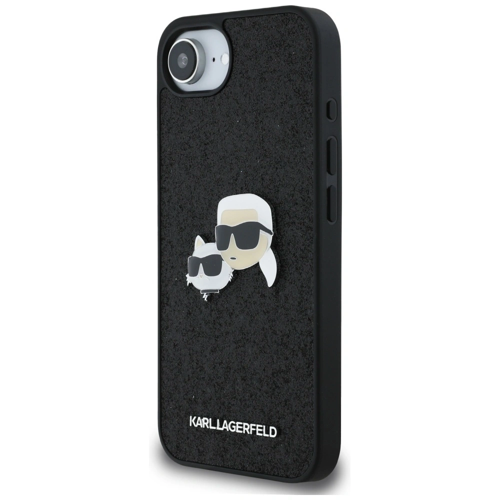 Hurtownia GSM - Etui Karl Lagerfeld Fixed Glitter Karl&Choupette Heads Metal Pin do Apple iPhone 16e czarny - KLD21975 - {ean13} - Hurt