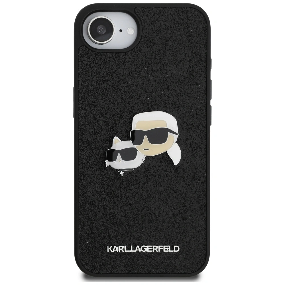 Hurtownia GSM - Etui Karl Lagerfeld Fixed Glitter Karl&Choupette Heads Metal Pin do Apple iPhone 16e czarny - KLD21975 - {ean13} - Hurt