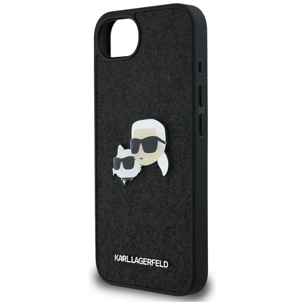 Hurtownia GSM - Etui Karl Lagerfeld Fixed Glitter Karl&Choupette Heads Metal Pin do Apple iPhone 16e czarny - KLD21975 - {ean13} - Hurt