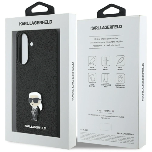 Etui Karl Lagerfeld Fixed Glitter Ikonik Logo Metal Pin do Samsung Galaxy A56 czarny