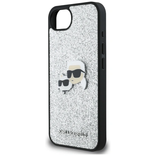 Etui Karl Lagerfeld Fixed Glitter Ikonik Metal Pin do Apple iPhone 16e srebrny