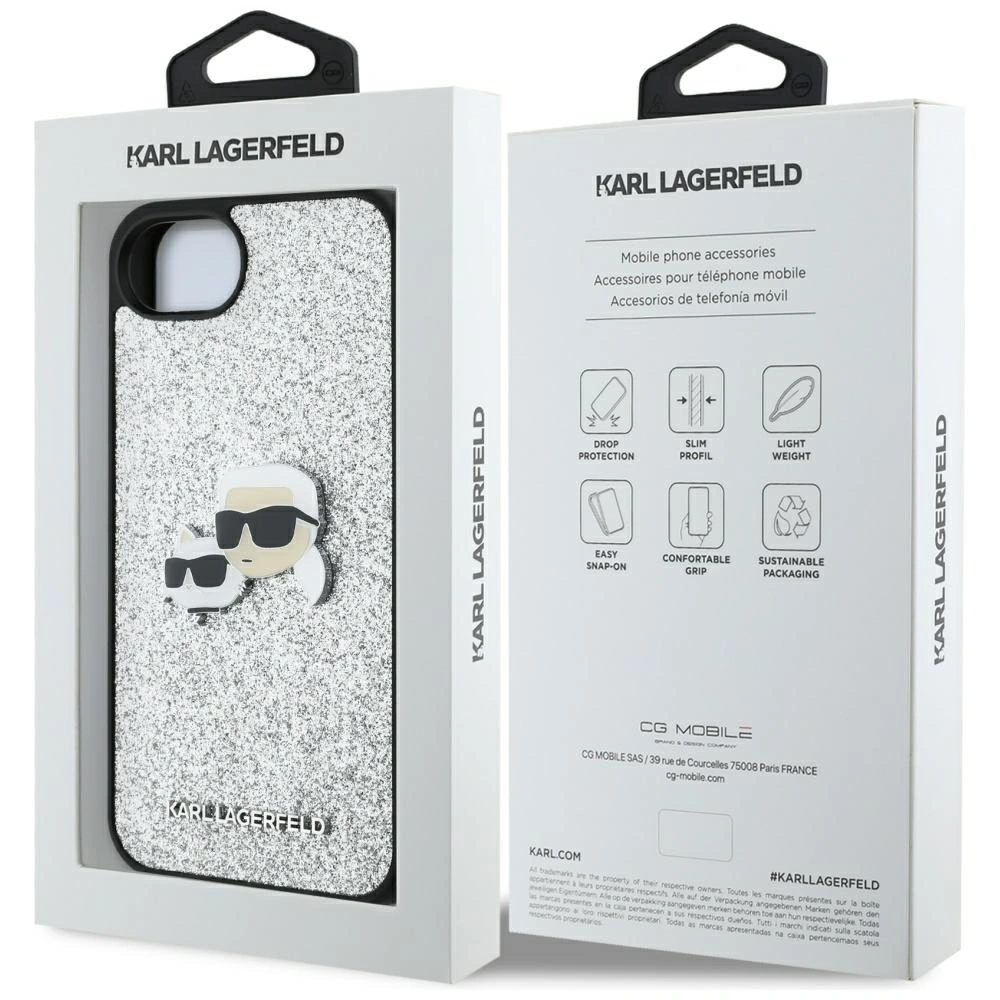 Hurtownia GSM - Karl Lagerfeld Fixed Glitter Ikonik Metal Pin Apple iPhone 16e argintiu - KLD21978 - {ean13} - Hurt