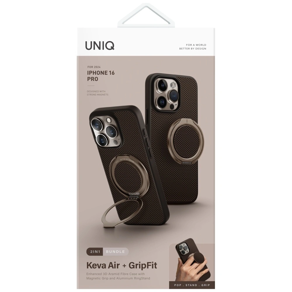 Hurtownia GSM - UNIQ Keva Air Apple iPhone 16 Pro Magclick Charging GripFit hnědý - UNIQ1487 - {ean13} - Hurt