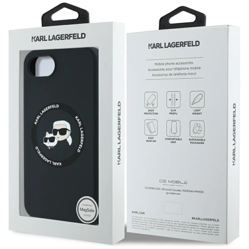 Etui Karl Lagerfeld Silicone Karl&Choupette Heads MagSafe do Apple iPhone 16e czarny