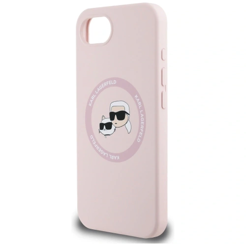 Etui Karl Lagerfeld Silicone Karl&Choupette Heads MagSafe do Apple iPhone 16e różowy