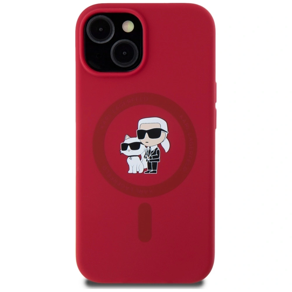 Hurtownia GSM - Karl Lagerfeld Szilikon Karl&Choupette Fej Gyűrű MagSafe Apple iPhone 15 piros - KLD21982 - {ean13} - Hurt
