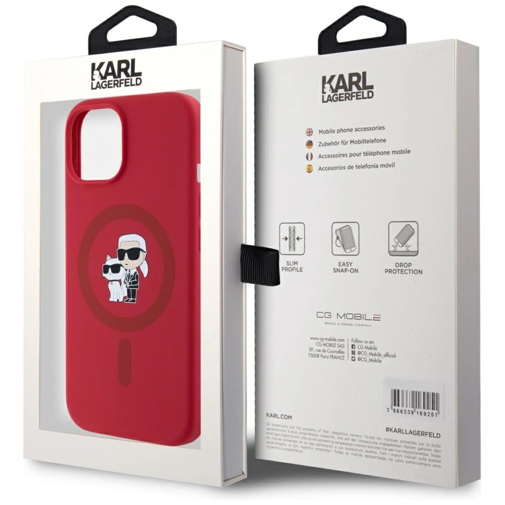 Hurtownia GSM - Karl Lagerfeld Silikon Karl&Choupette Köpfe Ring MagSafe Apple iPhone 15 rot - KLD21982 - {ean13} - Hurt
