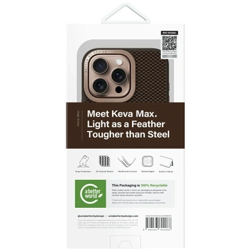 Etui UNIQ Keva Max do Apple iPhone 16 Pro Magclick Charging Camera Stand brązowy