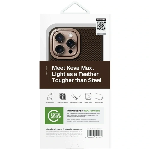 Etui UNIQ Keva Max do Apple iPhone 16 Pro Max Magclick Charging Camera Stand brązowy