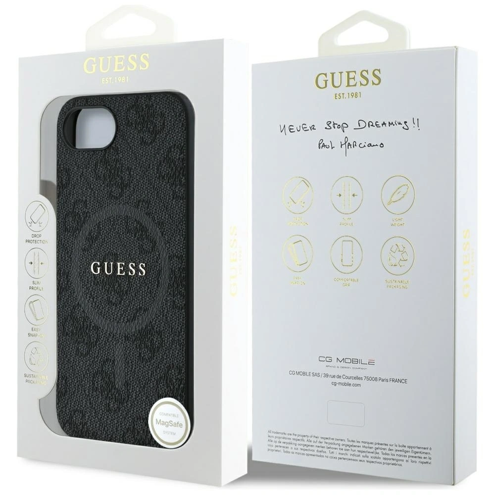 Hurtownia GSM - Guess 4G Gyűrű Klasszikus Logo MagSafe Apple iPhone 16e fekete - GUE4452 - {ean13} - Hurt