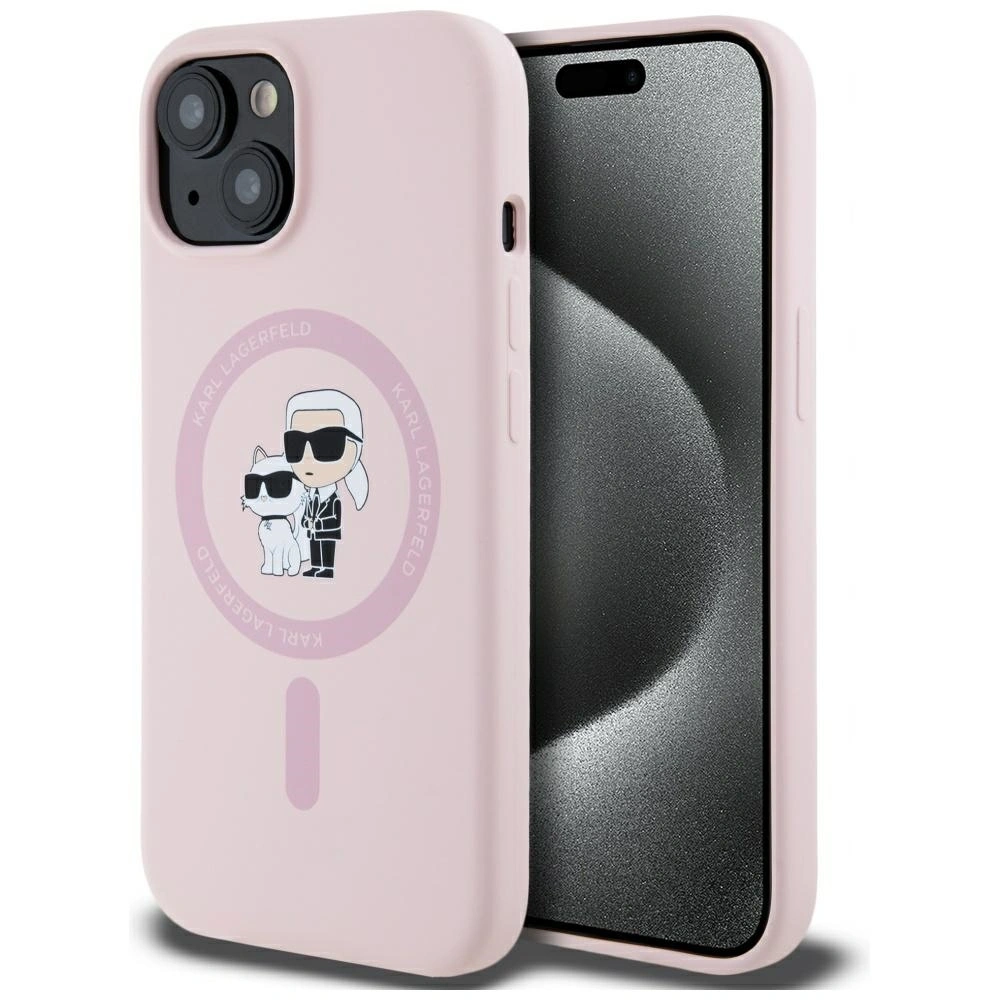 Hurtownia GSM - Karl Lagerfeld Silicone Karl&Choupette MagSafe Apple iPhone 15 Plus roz - KLD21986 - {ean13} - Hurt