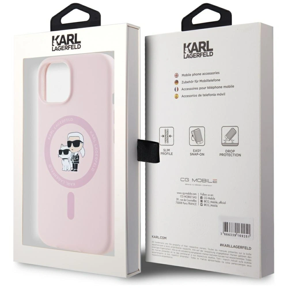 Hurtownia GSM - Karl Lagerfeld Silicone Karl&Choupette MagSafe Apple iPhone 15 Plus roz - KLD21986 - {ean13} - Hurt