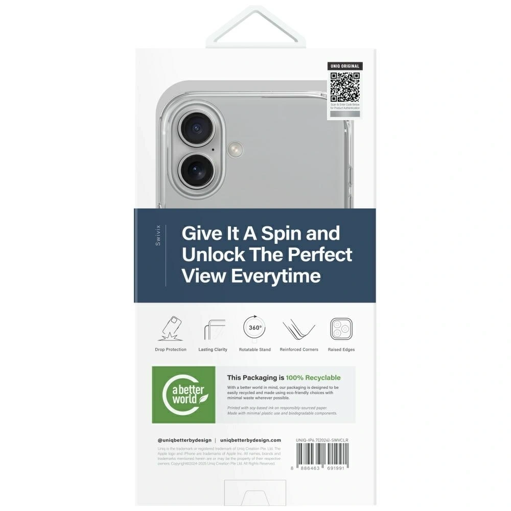 Hurtownia GSM - Etui UNIQ Swivix do Apple iPhone 16 Plus 360 Rotating Kickstand przezroczysty - UNIQ1496 - {ean13} - Hurt