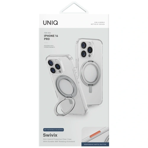 Etui UNIQ Swivix do Apple iPhone 16 Pro 360 Rotating Kickstand przezroczysty