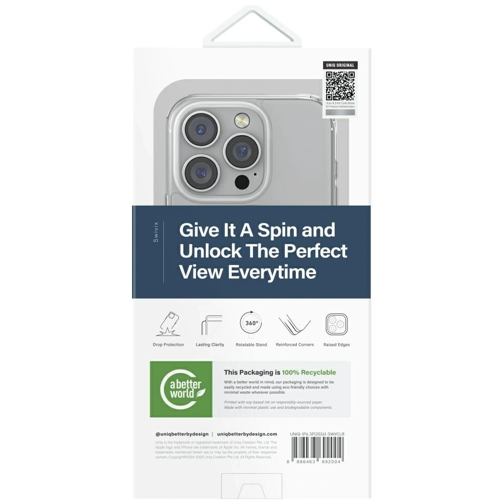 Hurtownia GSM - UNIQ Swivix Apple iPhone 16 Pro 360 otočný stojánek čirý - UNIQ1498 - {ean13} - Hurt