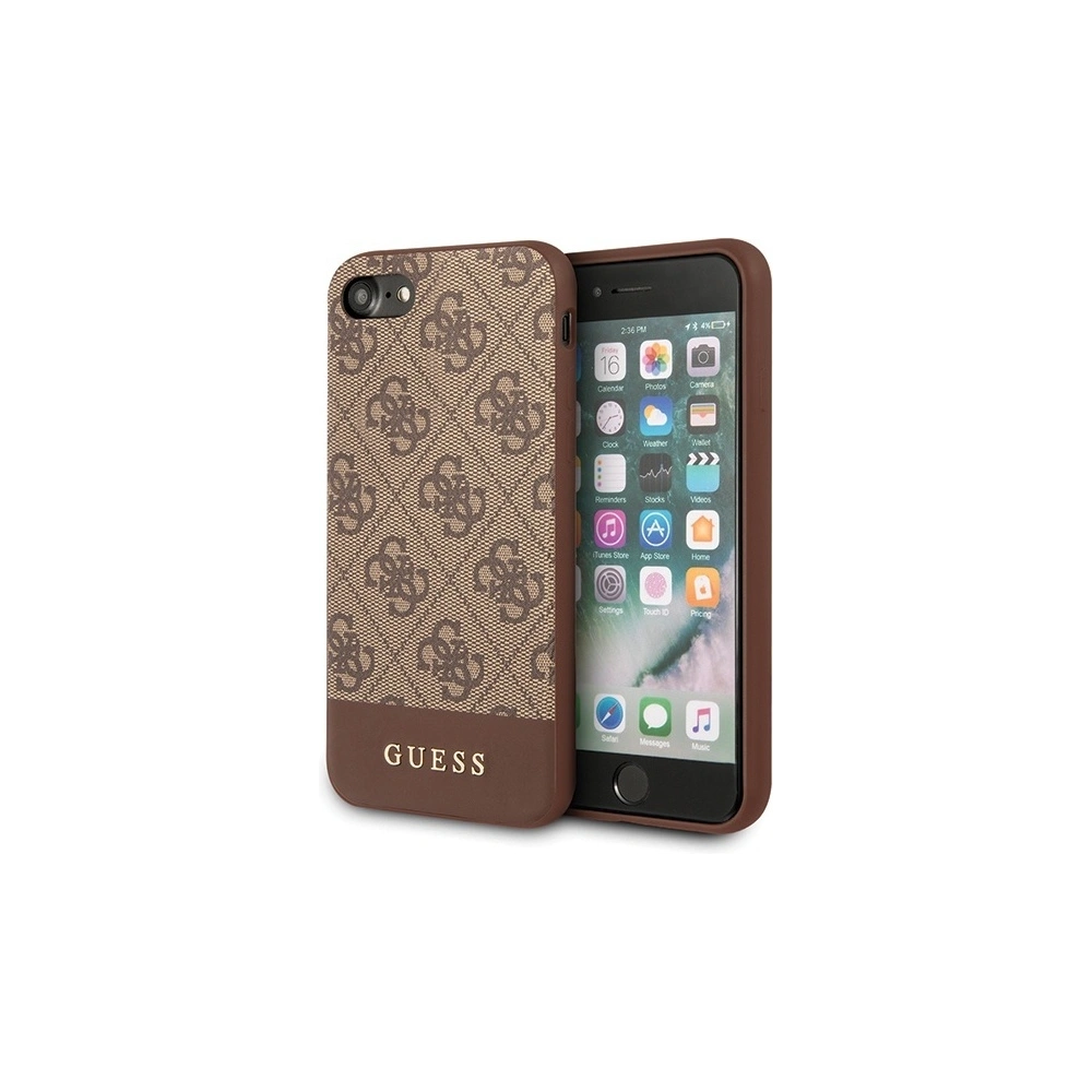 Hurtownia GSM - Etui Guess GUHCI8G4GLBR Apple iPhone SE 2022/SE 2020/8/7 hnědý/brown tvrdý kryt 4G Stripe Collection - GUE501BR - {ean13} - Hurt