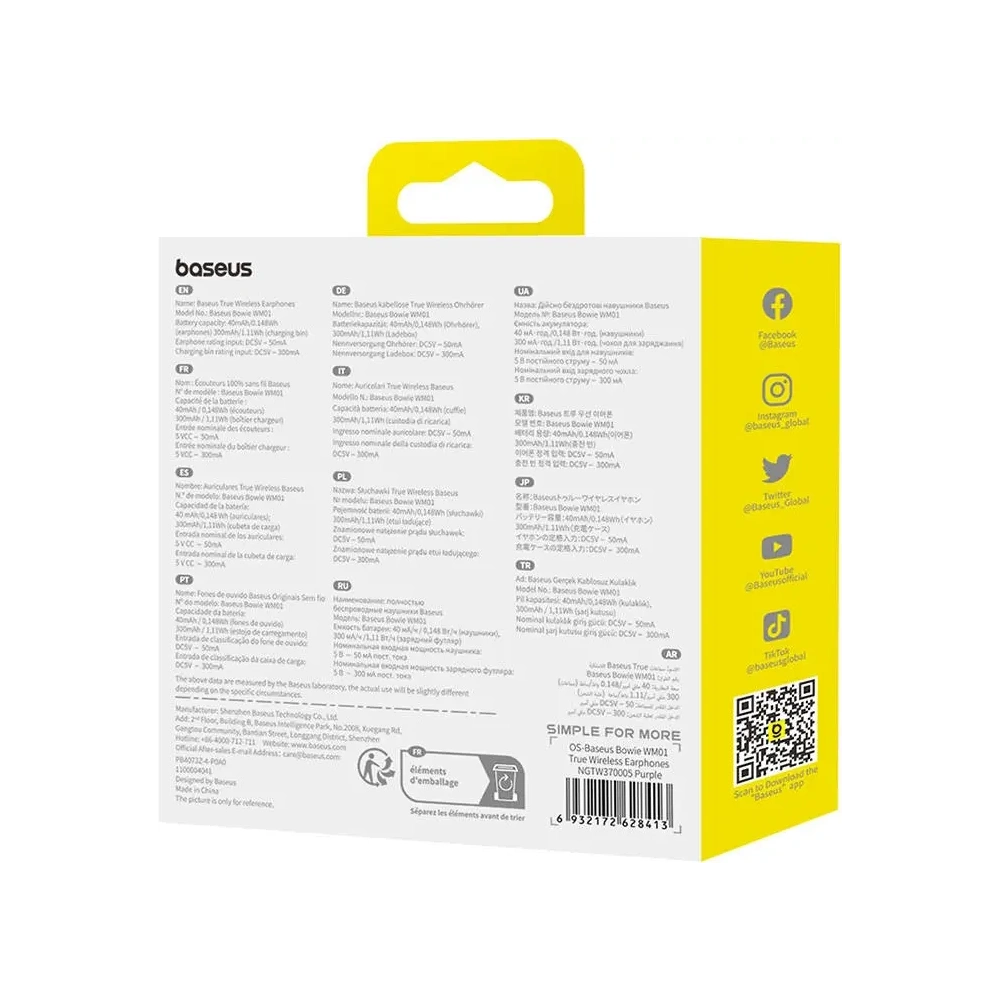 Hurtownia GSM - Baseus căști wireless in-ear Bowie WM01 (mov) - BSU8943 - {ean13} - Hurt