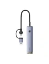 Baseus UltraJoy Hub 4in1 USB-A, USB-C / 3xUSB-A 3.0 + USB-C + RJ45 (gri)