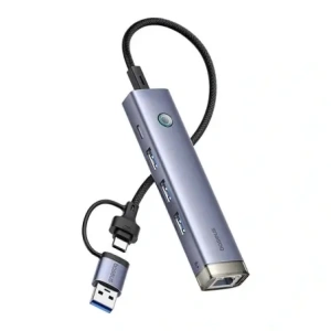Hurtownia GSM - Hub 4w1 Baseus UltraJoy USB-A, USB-C / 3xUSB-A 3.0 + USB-C + RJ45 (szary) - BSU8945 - {ean13} - Hurt