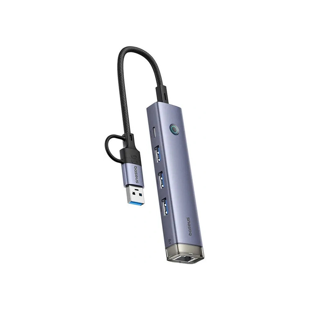 Hurtownia GSM - Baseus UltraJoy Hub 4in1 USB-A, USB-C / 3xUSB-A 3.0 + USB-C + RJ45 (grau) - BSU8945 - {ean13} - Hurt