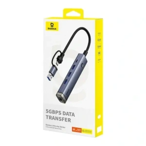 Hurtownia GSM - Hub 4w1 Baseus UltraJoy USB-A, USB-C / 3xUSB-A 3.0 + USB-C + RJ45 (szary) - BSU8945 - {ean13} - Hurt