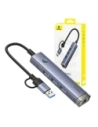 Hurtownia GSM - Baseus UltraJoy Hub 4in1 USB-A, USB-C / 3xUSB-A 3.0 + USB-C + RJ45 (grau) - BSU8945 - {ean13} - Hurt