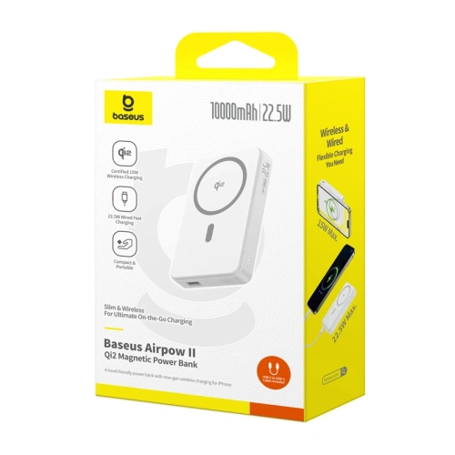 Powerbank magnetyczny Baseus Airpow2 Qi2 10000mAh 22.5W (biały)