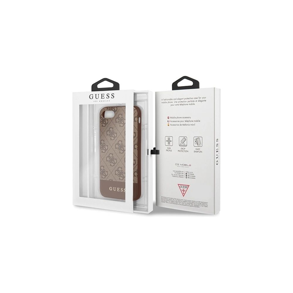 Hurtownia GSM - Etui Guess GUHCI8G4GLBR Apple iPhone SE 2022/SE 2020/8/7 hnědý/brown tvrdý kryt 4G Stripe Collection - GUE501BR - {ean13} - Hurt