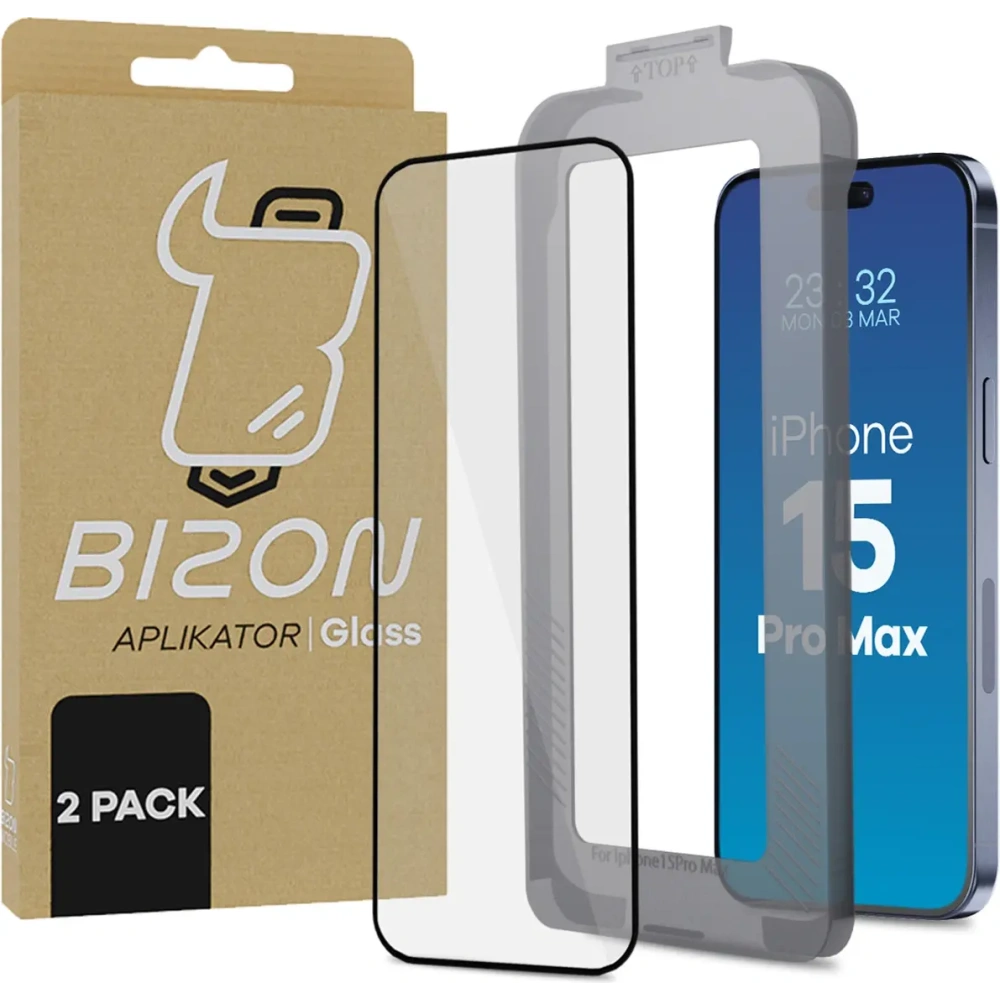 Wholesale Bizon Glass Aplikator Apple iPhone 15 Pro Max [2 PACK] - BIZ8788 - {ean13} - Hurt
