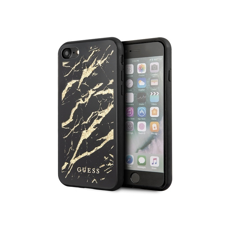 Guess Distributor - 3700740475775 - GUE503BLK - Guess GUHCI8MGGBK Apple iPhone SE 2022/SE 2020/8/7 black hard case Glitter Marble Glass - B2B homescreen