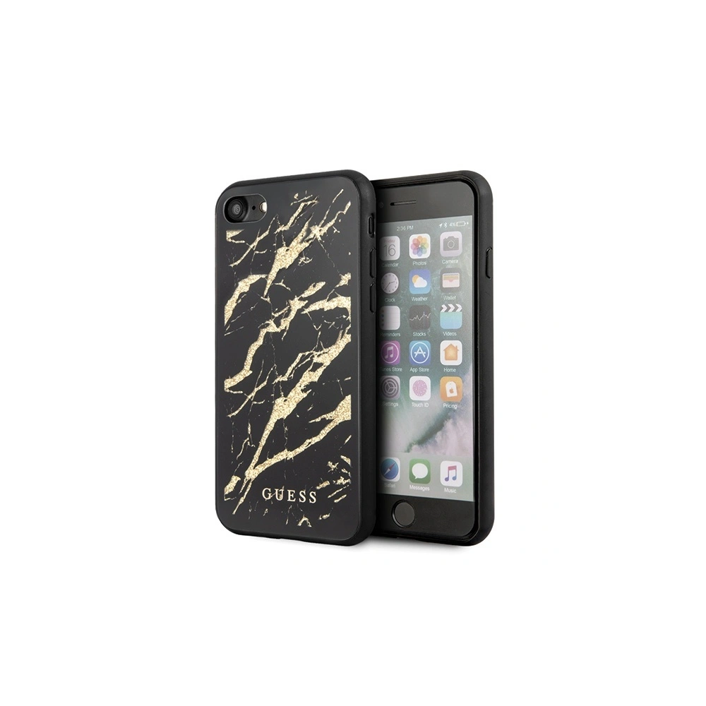 Hurtownia GSM - Etui Guess GUHCI8MGGBK Apple iPhone SE 2022/SE 2020/8/7 černé/black tvrdé pouzdro Glitter Marble Glass - GUE503BLK - {ean13} - Hurt