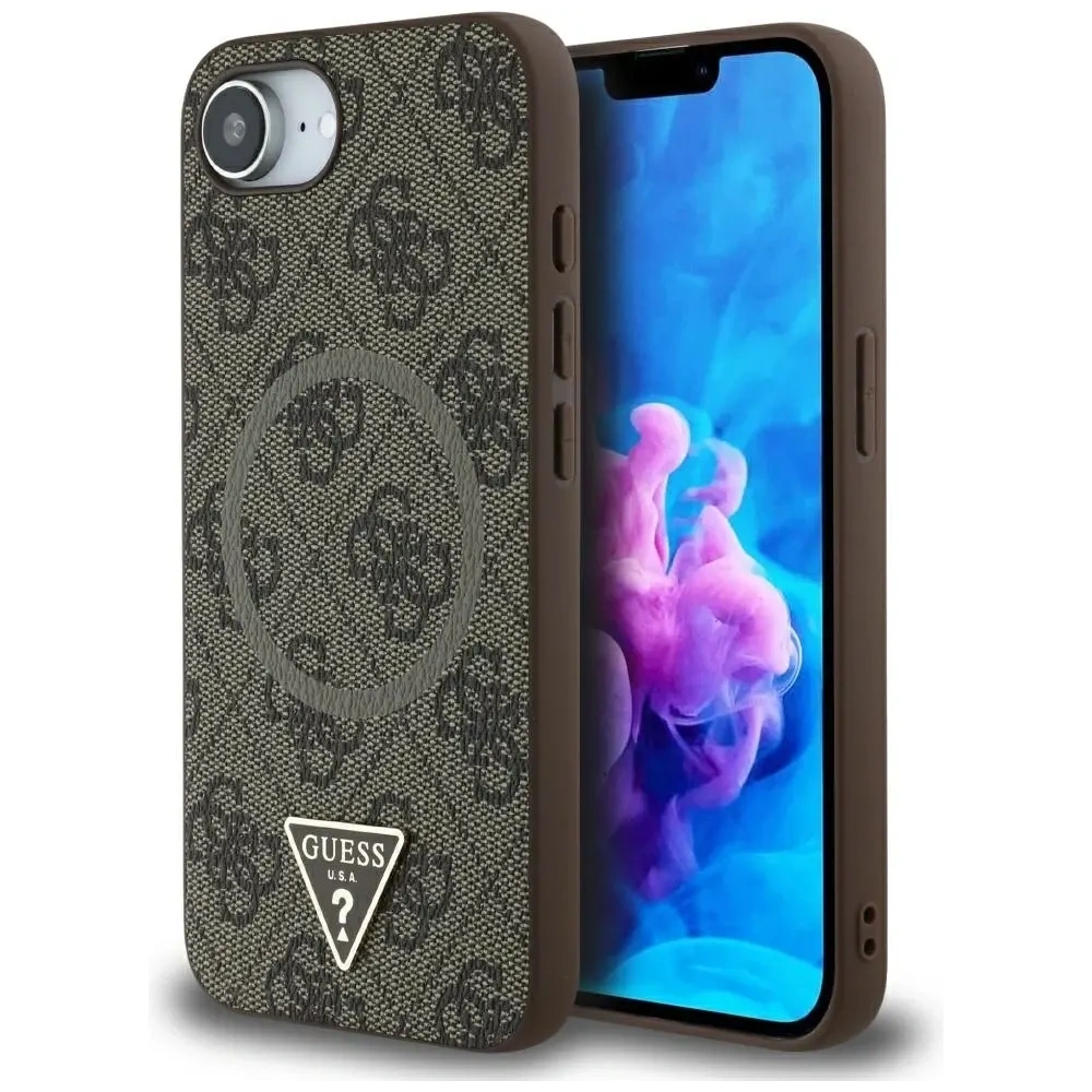 Hurtownia GSM - Guess Logo Triunghi 4G MagSafe pentru Apple iPhone 16e maro - GUE4454 - {ean13} - Hurt