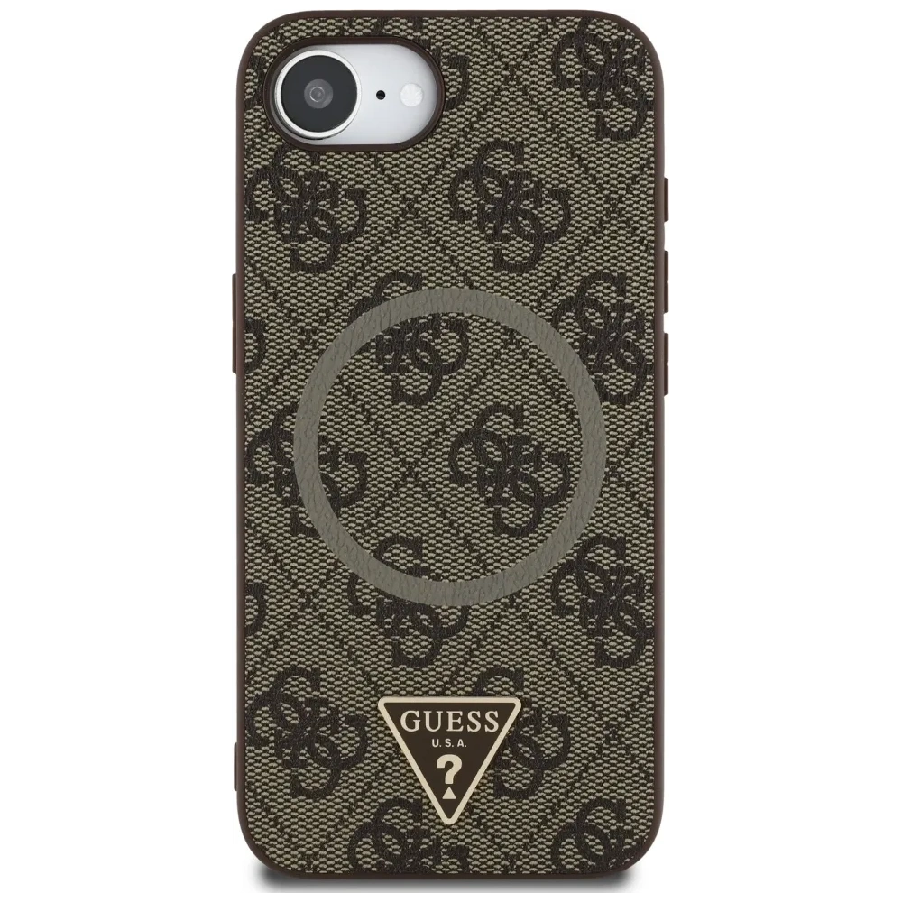 Hurtownia GSM - Guess Logo Triunghi 4G MagSafe pentru Apple iPhone 16e maro - GUE4454 - {ean13} - Hurt
