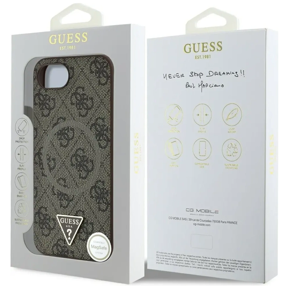 Wholesale Guess 4G Ring Triangle Logo MagSafe do Apple iPhone 16e brown - GUE4454 - {ean13} - Hurt
