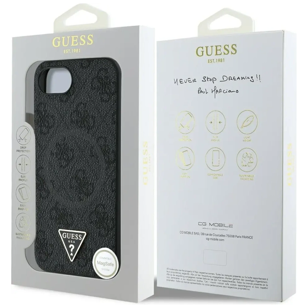 Wholesale Guess 4G Ring Triangle Logo MagSafe do Apple iPhone 16e black - GUE4455 - {ean13} - Hurt