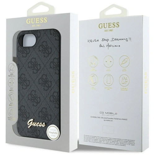 Etui Guess 4G Script Logo MagSafe do Apple iPhone 16e czarny