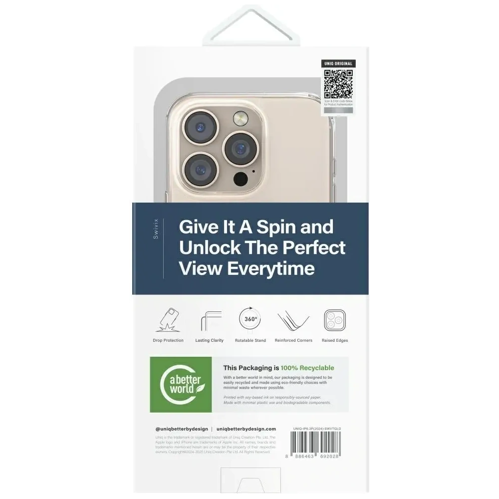 Hurtownia GSM - UNIQ Swivix Apple iPhone 16 Pro 360 otočný stojánek zlatý - UNIQ1499 - {ean13} - Hurt