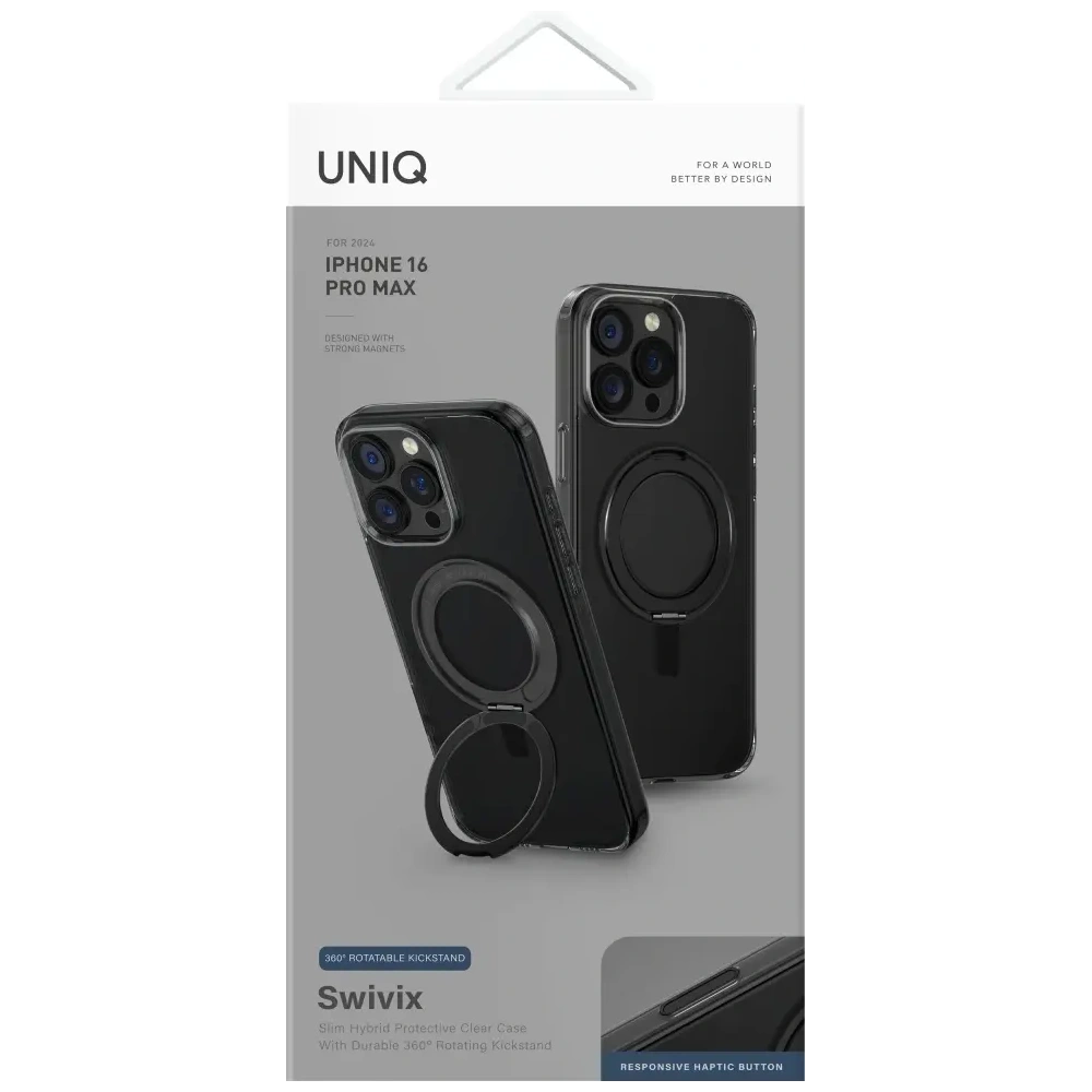 Hurtownia GSM - UNIQ Swivix Apple iPhone 16 Pro Max 360 fokos forgatható talp fekete - UNIQ1500 - {ean13} - Hurt