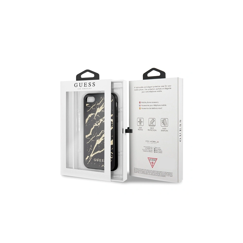 Hurtownia GSM - Etui Guess GUHCI8MGGBK Apple iPhone SE 2022/SE 2020/8/7 černé/black tvrdé pouzdro Glitter Marble Glass - GUE503BLK - {ean13} - Hurt