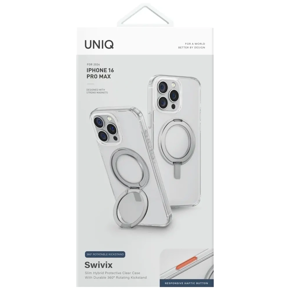 Hurtownia GSM - UNIQ Swivix Apple iPhone 16 Pro Max 360 fokos forgatható talp átlátszó - UNIQ1501 - {ean13} - Hurt