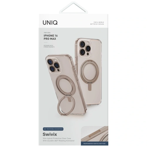 Etui UNIQ Swivix do Apple iPhone 16 Pro Max 360 Rotating Kickstand złoty